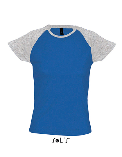 Premium T-Shirt Raglan Woman - Blue / Grey