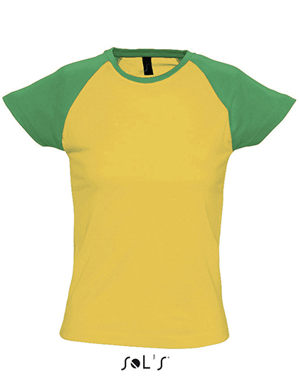Premium T-Shirt Raglan Woman - Yellow / Green